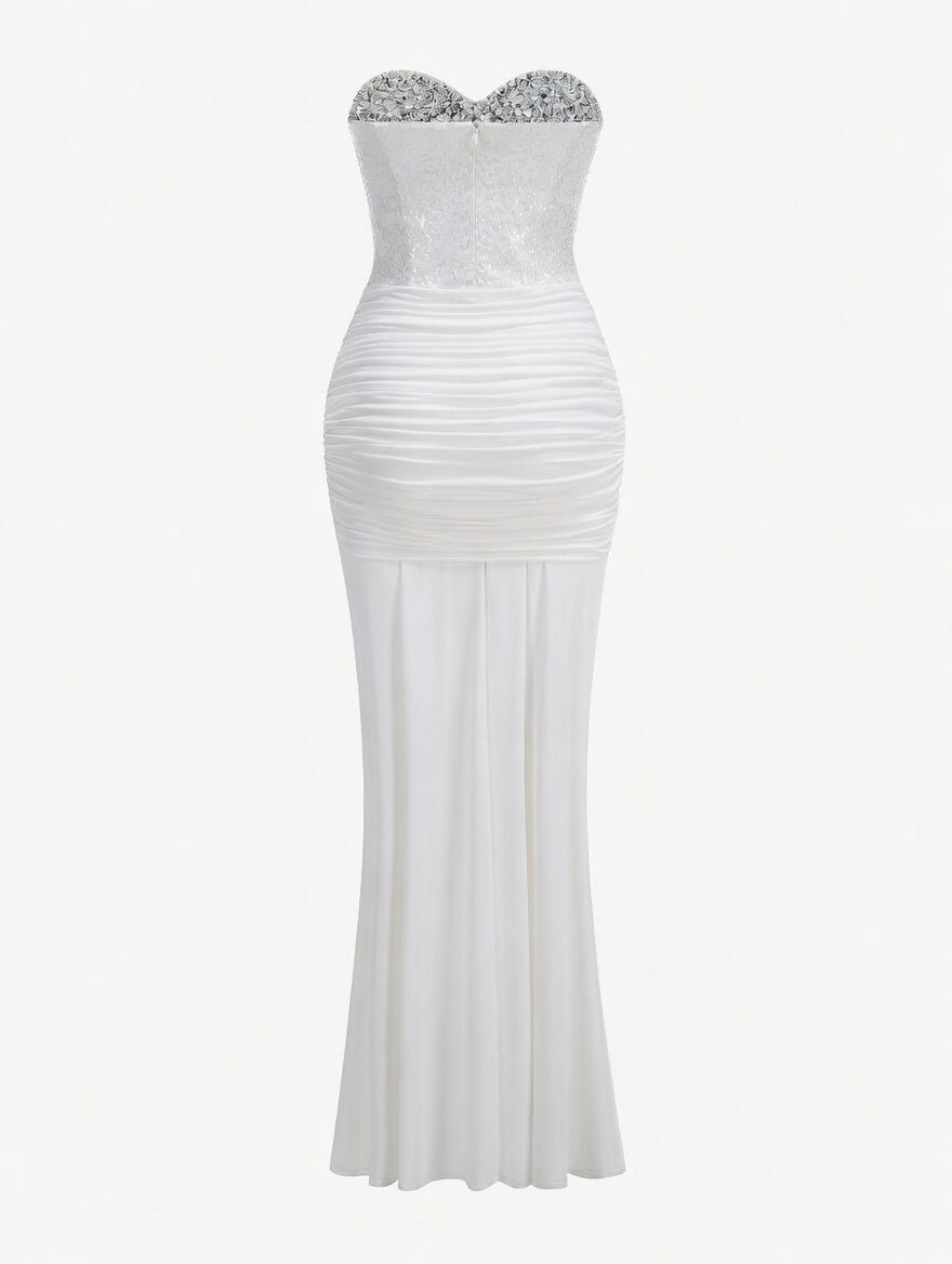 Sequin Corset White Knot Gown
