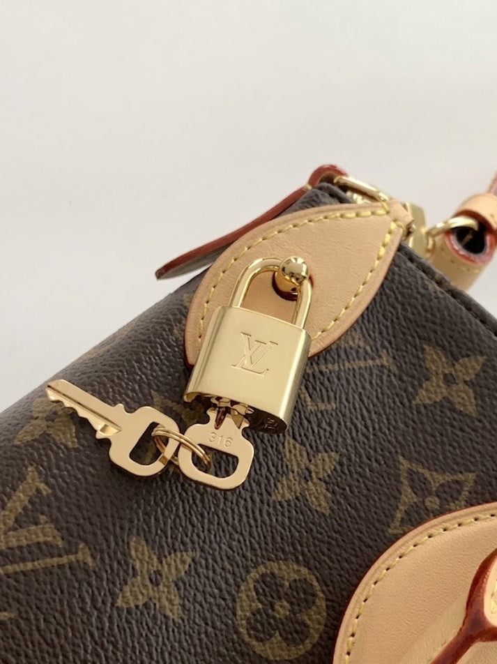 Monogram Canvas Satchel Bag with Padlock Detail
