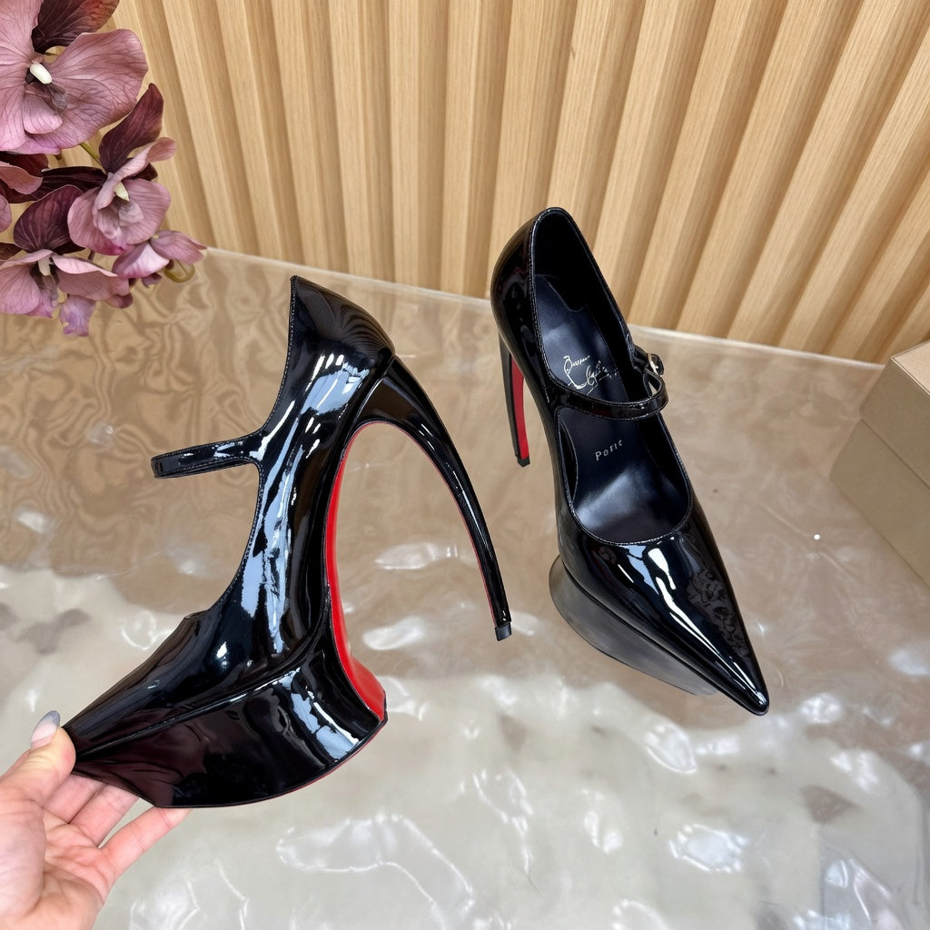 Luxury-Inspired Black High Heel Mary Jane Pumps