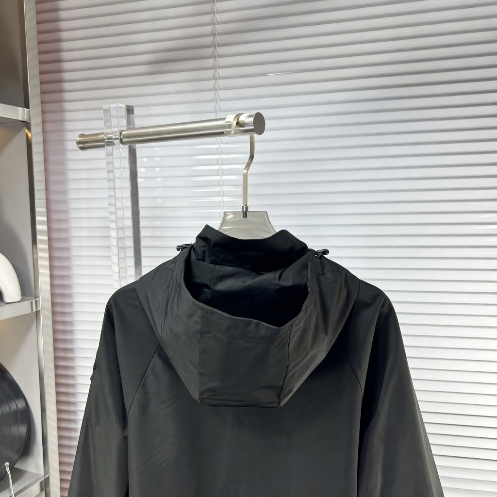Minimalist Black Hooded Short Jacket