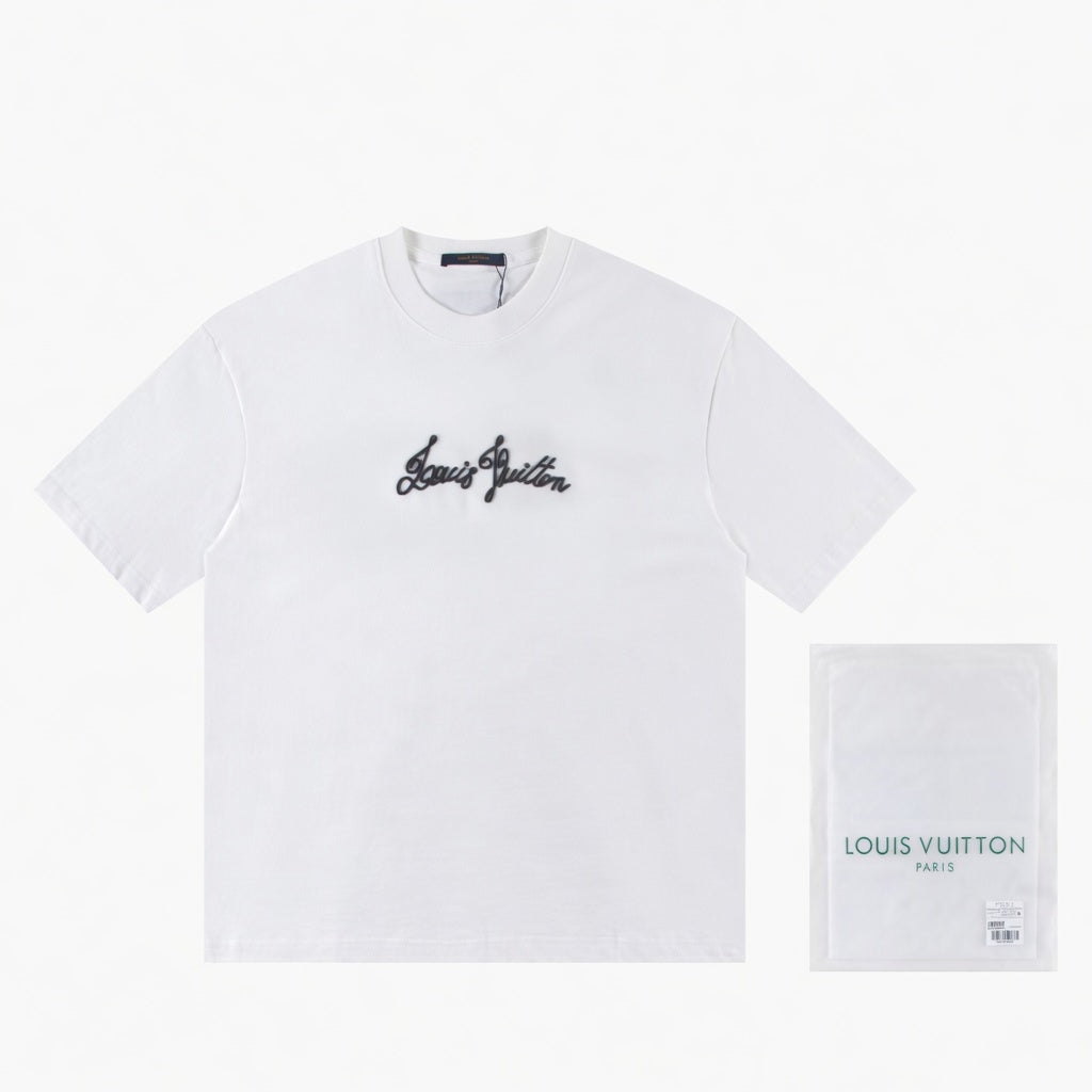 White Oversized Monogram Script Tee