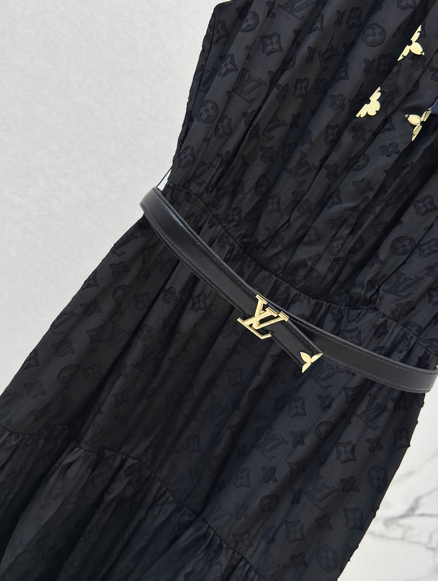 Sleeveless Black Broderie Anglaise Tiered Dress