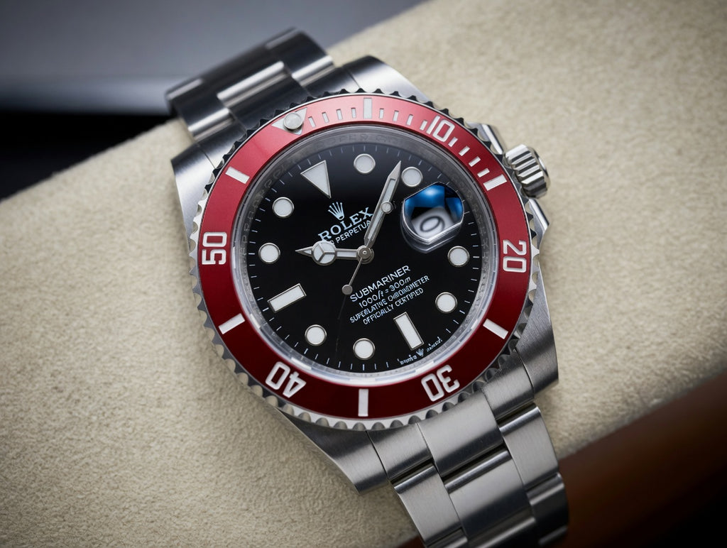 Luxury Diver Watch with Red Bezel 40mm