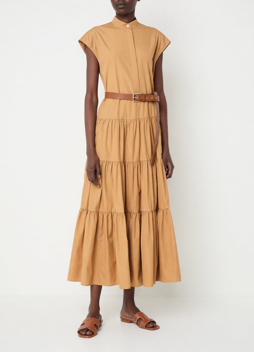Tiered Belted Shirt Dress