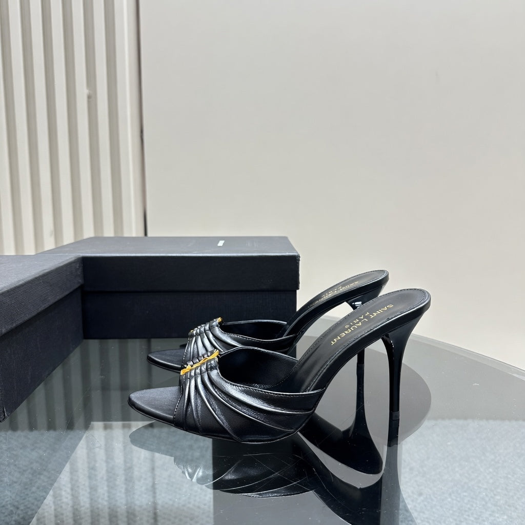 Black High-Heel Mules
