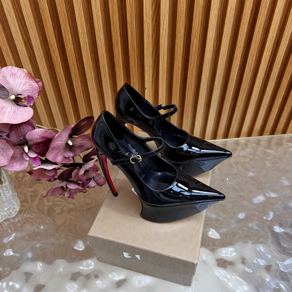 Luxury-Inspired Black High Heel Mary Jane Pumps