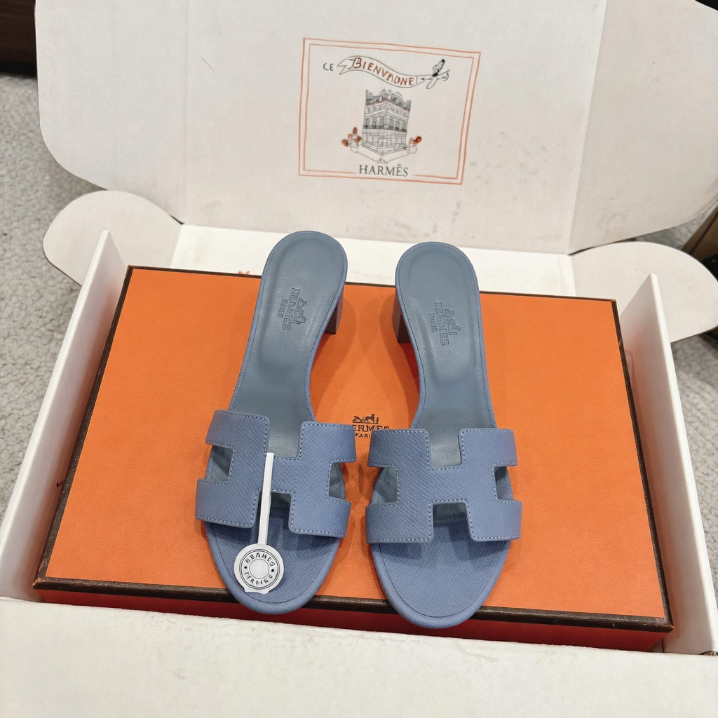 Elegant H-Strap Block Heel Slides