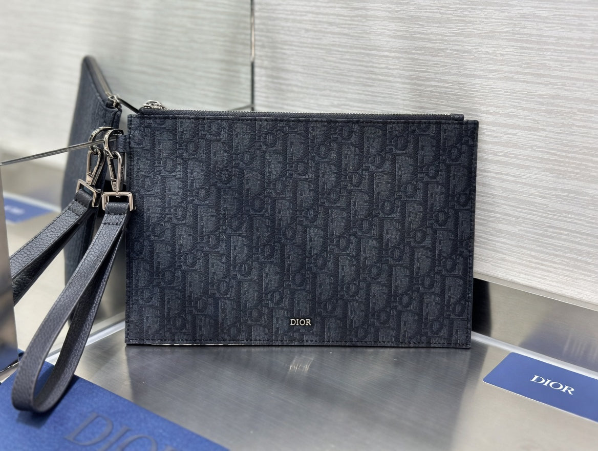 All-Black Monogram Canvas Zip Pouch