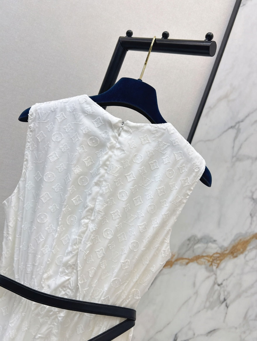 Sleeveless White Broderie Anglaise Tiered Dress