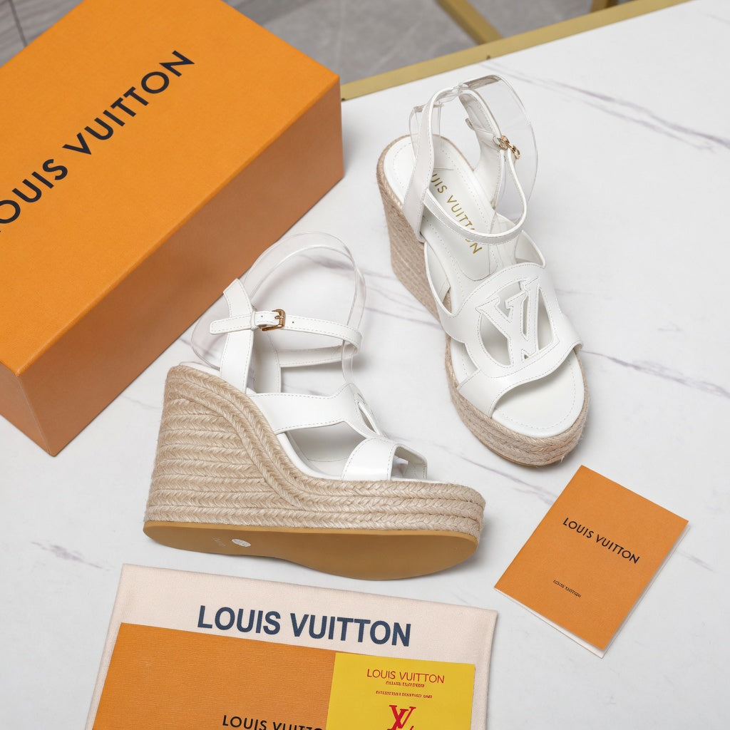 Leather Espadrille Wedges