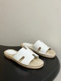 Chic Leather Espadrille Slides with Signature H Cut-Out