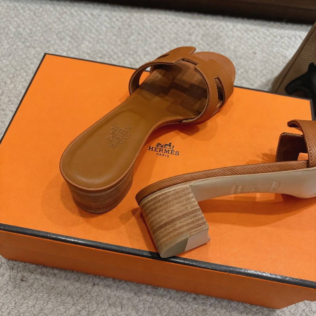 Elegant H-Strap Block Heel Slides