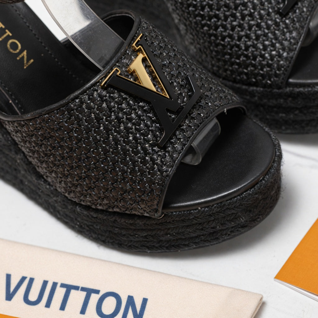 Woven Texture High Wedge Sandals
