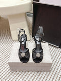 Luxury-Inspired Satin Lace Crystal Accent Stilettos