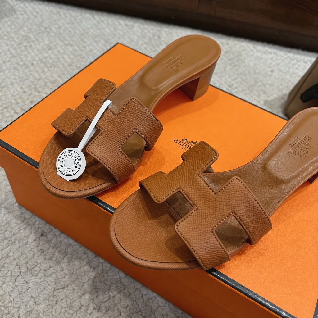Elegant H-Strap Block Heel Slides
