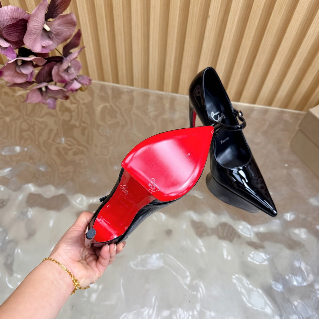Luxury-Inspired Black High Heel Mary Jane Pumps