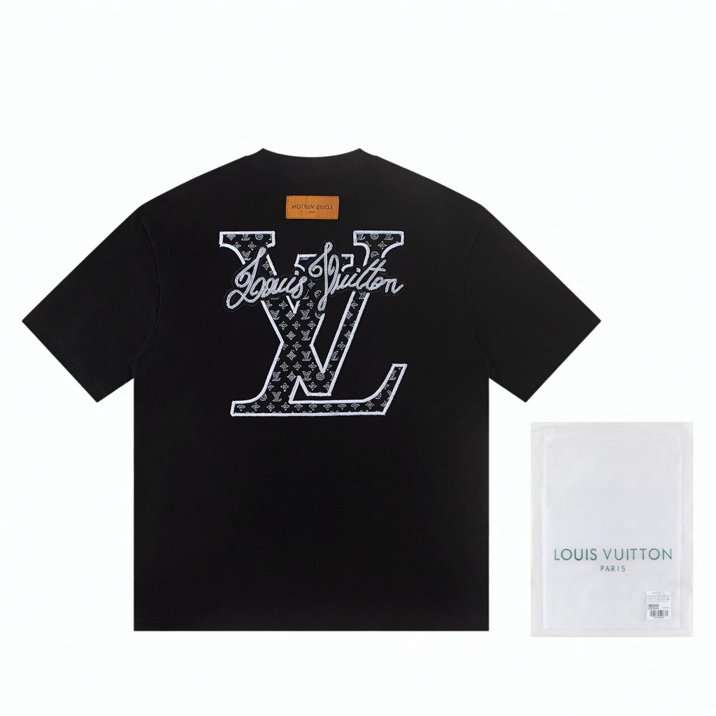 Black Oversized Monogram Script Tee